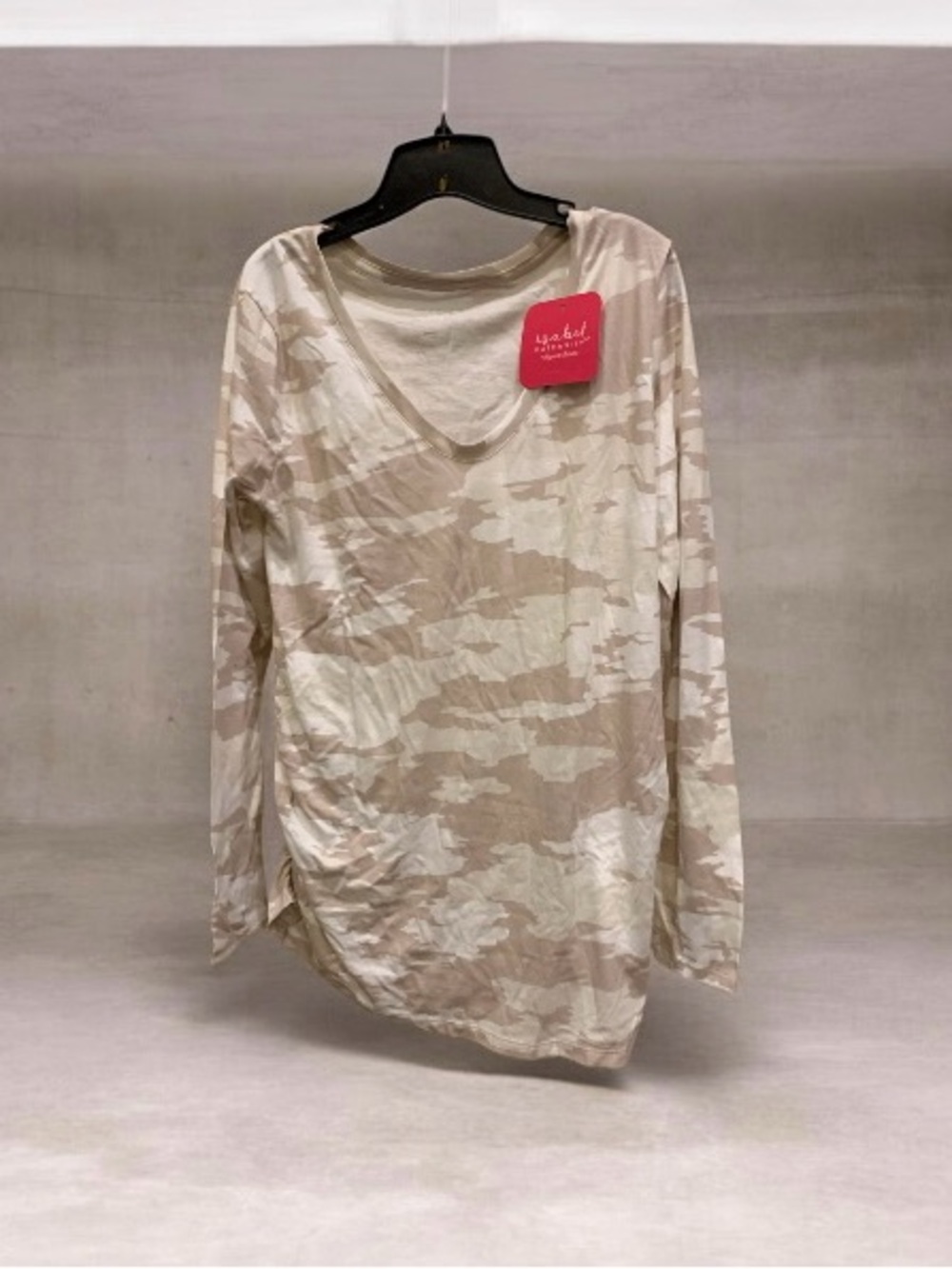 Isabel Maternity by Ingrid & Isabel Beige Camo Long Sleeve V-Neck Top